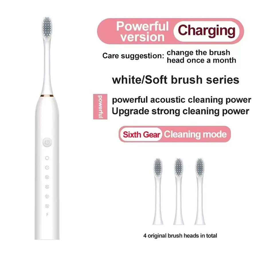 Electric Ultrasonic Toothbrush - USB Charging Waterproof Adult Toothbrush