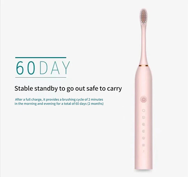 Electric Ultrasonic Toothbrush - USB Charging Waterproof Adult Toothbrush