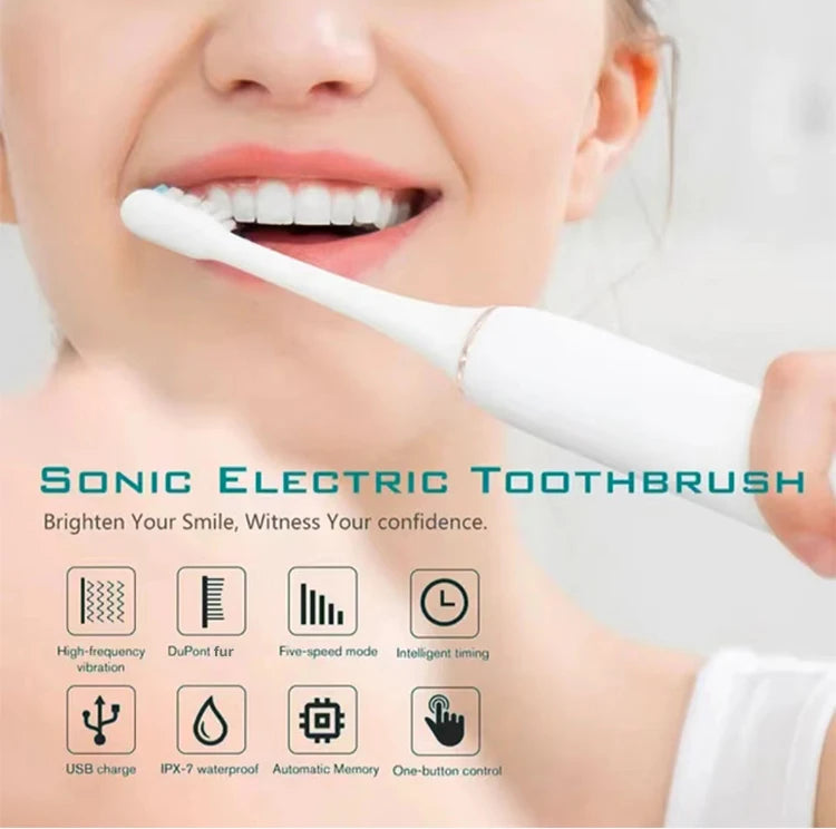 Electric Ultrasonic Toothbrush - USB Charging Waterproof Adult Toothbrush