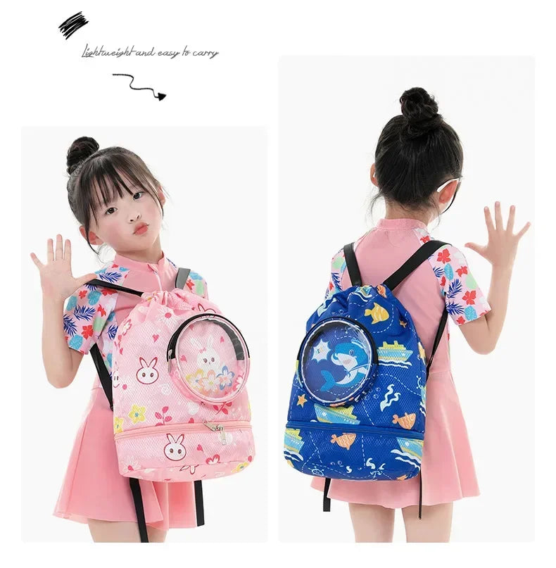 Kids’ Stylish Combo Dry & Wet Backpack – Waterproof Oxford Fabric for School, Swim & Travel