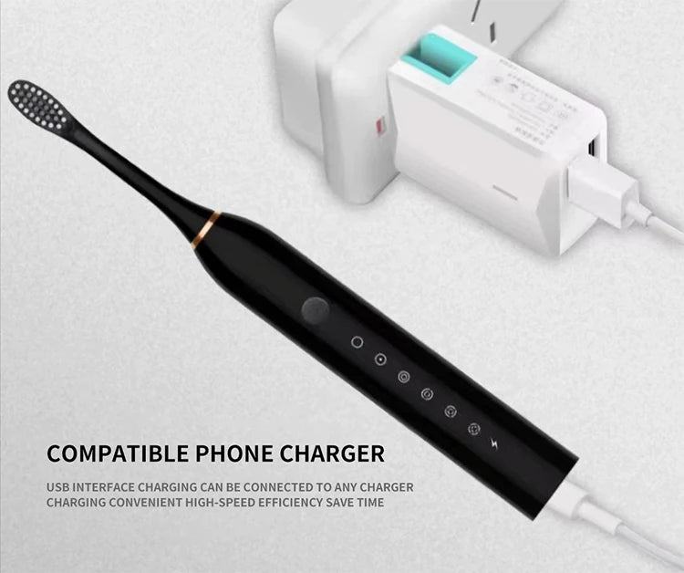 Electric Ultrasonic Toothbrush - USB Charging Waterproof Adult Toothbrush