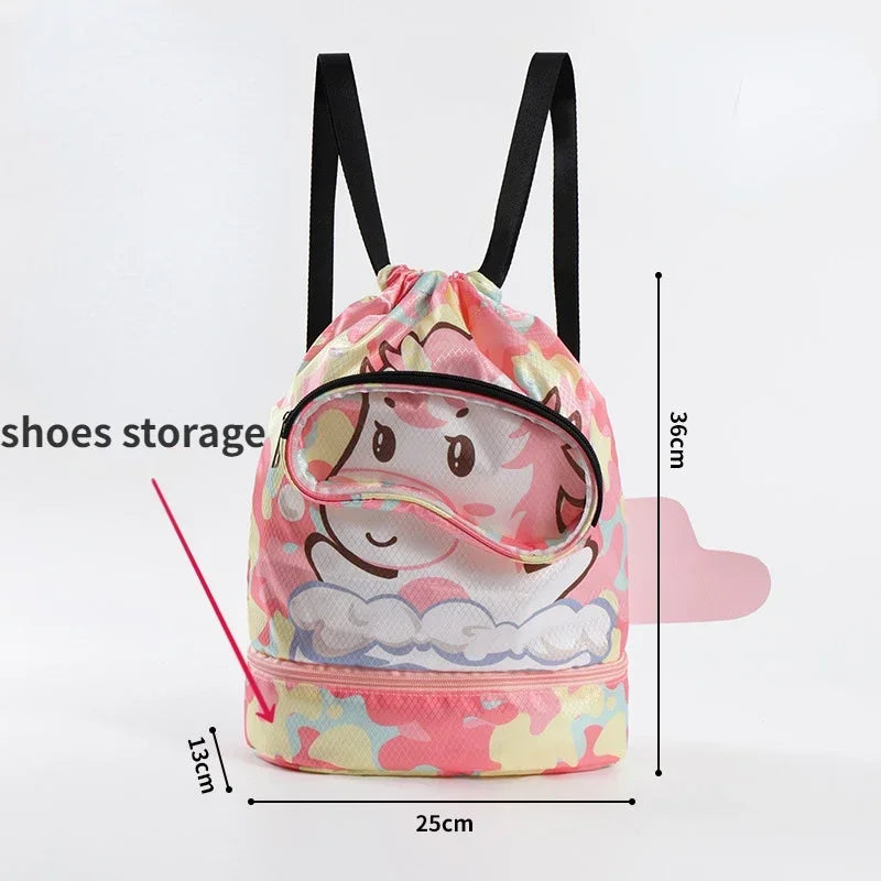 Kids’ Stylish Combo Dry & Wet Backpack – Waterproof Oxford Fabric for School, Swim & Travel
