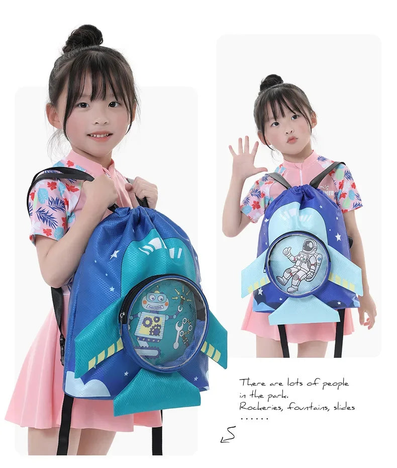 Kids’ Stylish Combo Dry & Wet Backpack – Waterproof Oxford Fabric for School, Swim & Travel