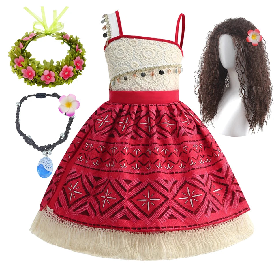 Moana Ocean Adventure Girls Costume New Movie Moana 2 Dress Vaiana Princess Kid Costume Halloween Disguise Carnival Party Dress