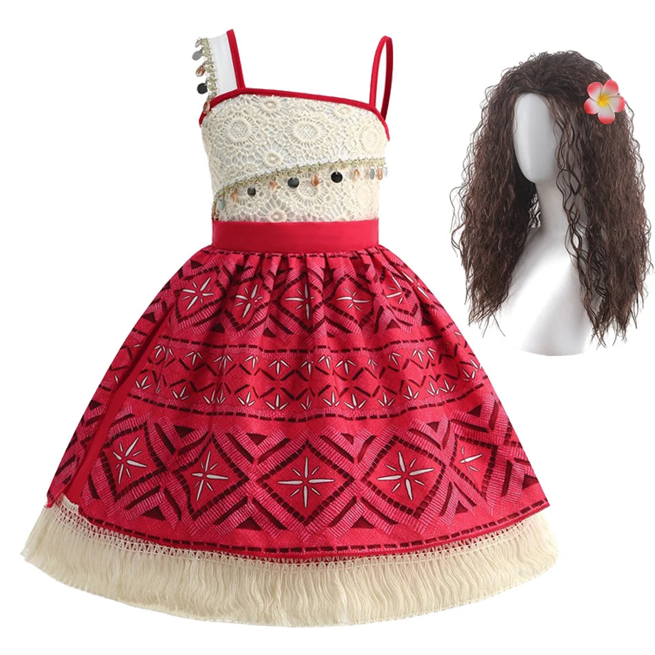 Moana Ocean Adventure Girls Costume New Movie Moana 2 Dress Vaiana Princess Kid Costume Halloween Disguise Carnival Party Dress