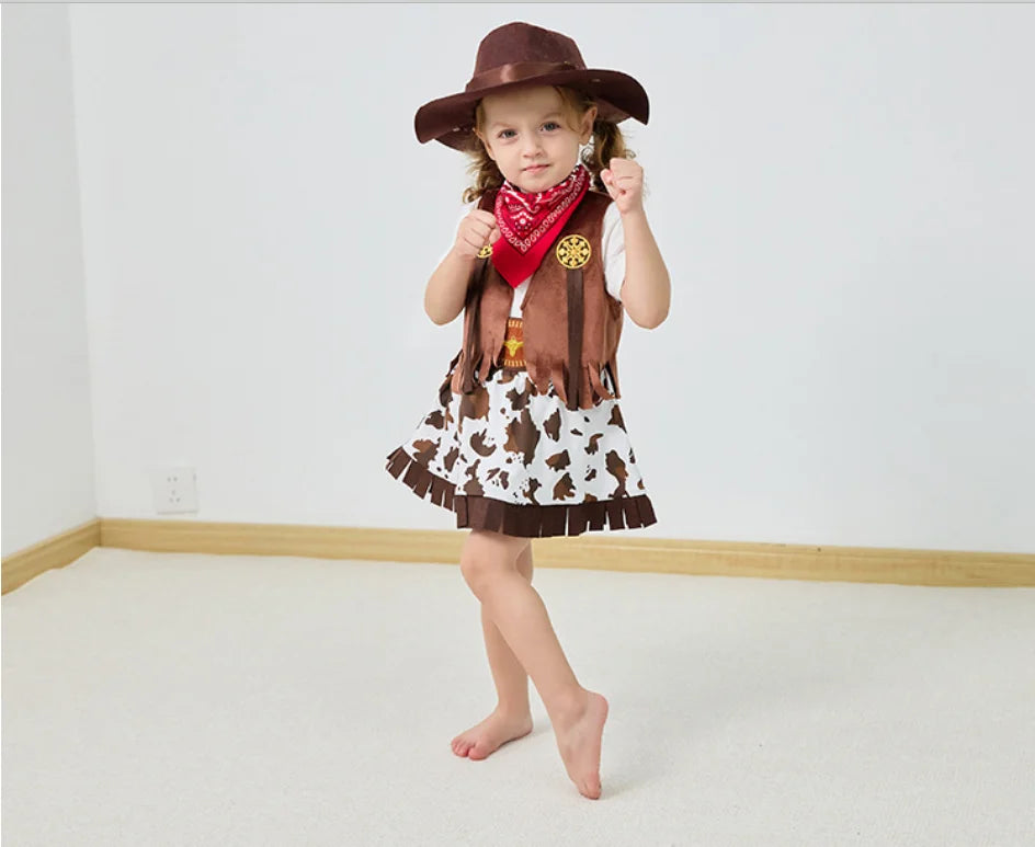Fantasia Purim Halloween Costumes for Baby Toddler Kids Child Girls Cowgirl Cowboy Costume Party Fancy Dress