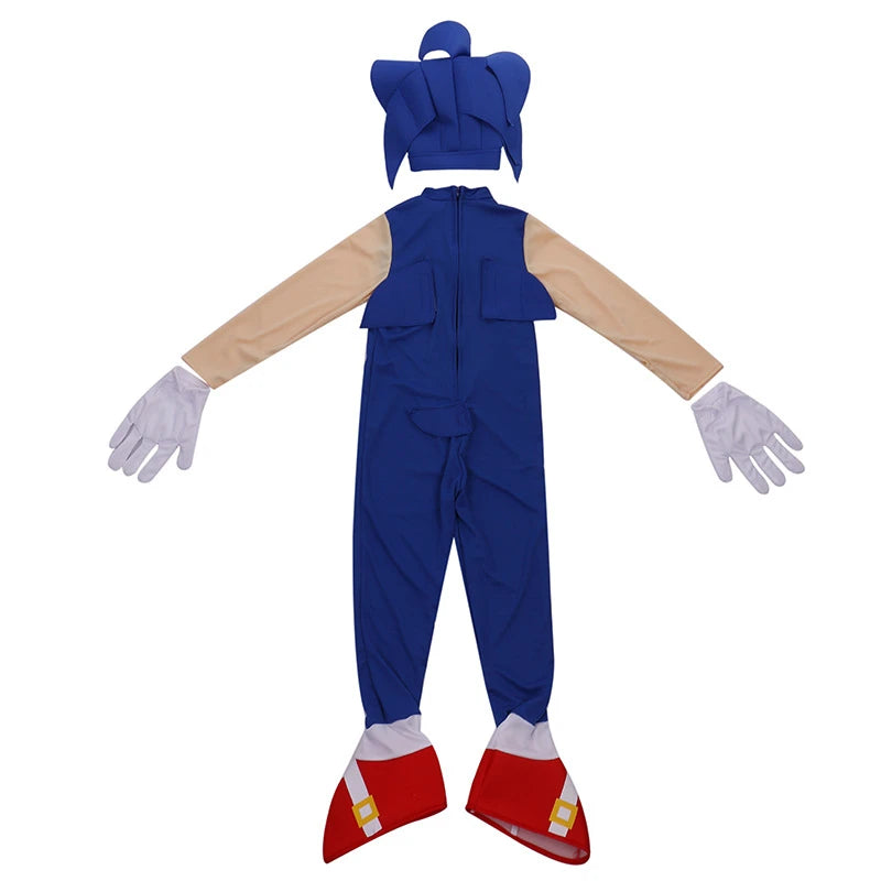 Children's Hedgehog Lightning Mouse Jumpsuit Anime Sonic Boy Cos Game Cosplay Kid Costume