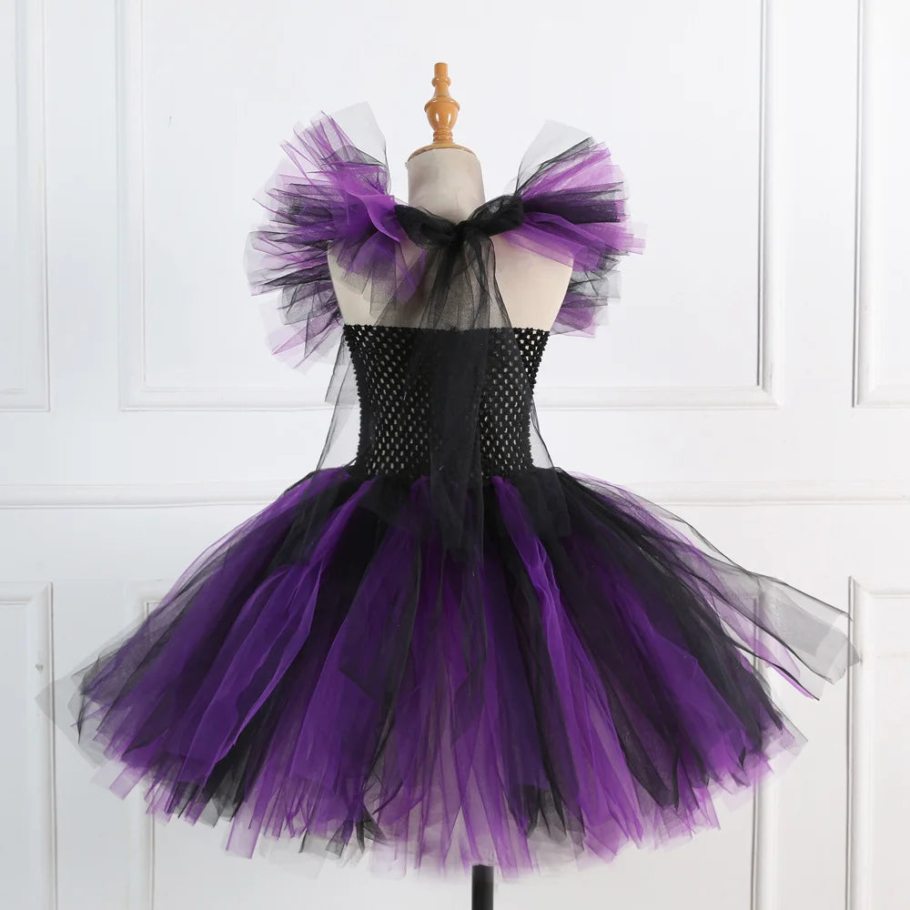 Halloween Costume for Kids Girls Witch Tutu with Hat & Broom