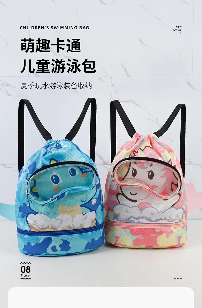 Kids’ Stylish Combo Dry & Wet Backpack – Waterproof Oxford Fabric for School, Swim & Travel