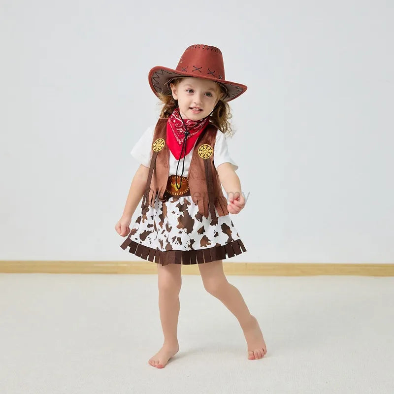 Fantasia Purim Halloween Costumes for Baby Toddler Kids Child Girls Cowgirl Cowboy Costume Party Fancy Dress