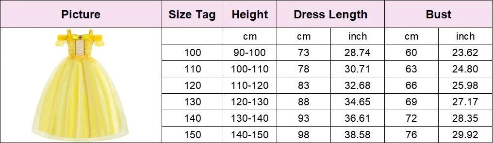 Disney Princess Costume Birthday Party Dress Kids