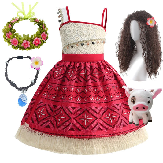 Moana Ocean Adventure Girls Costume New Movie Moana 2 Dress Vaiana Princess Kid Costume Halloween Disguise Carnival Party Dress