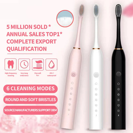 Electric Ultrasonic Toothbrush - USB Charging Waterproof Adult Toothbrush