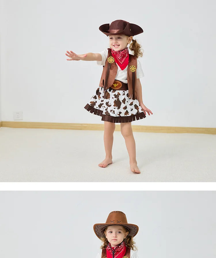 Fantasia Purim Halloween Costumes for Baby Toddler Kids Child Girls Cowgirl Cowboy Costume Party Fancy Dress