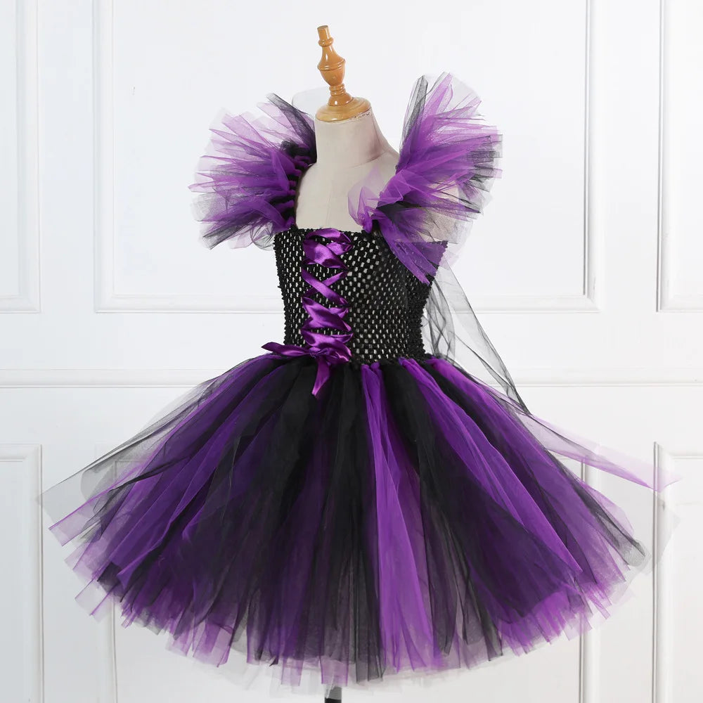 Halloween Costume for Kids Girls Witch Tutu with Hat & Broom