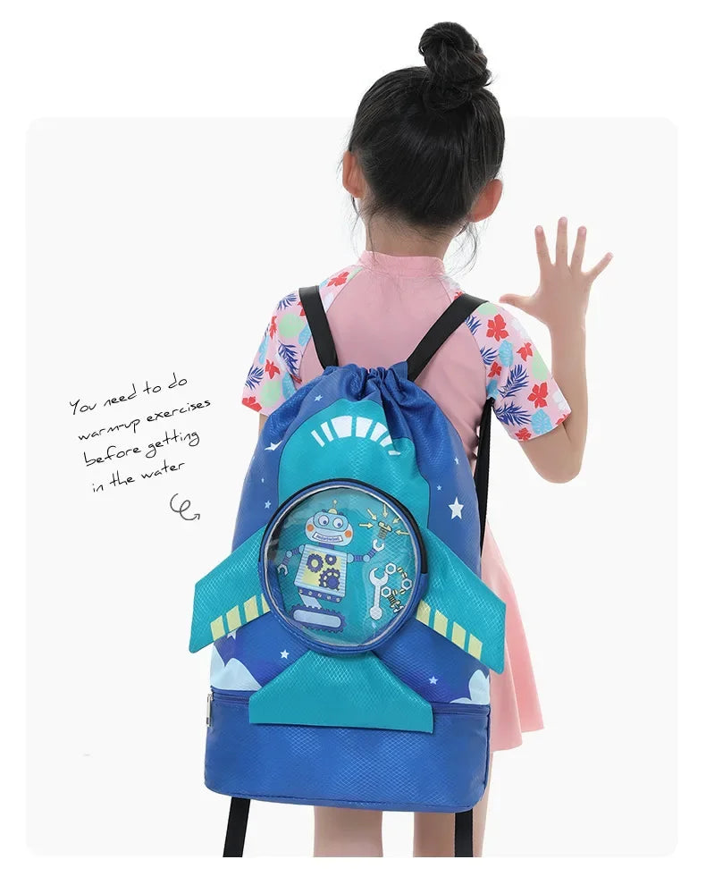 Kids’ Stylish Combo Dry & Wet Backpack – Waterproof Oxford Fabric for School, Swim & Travel