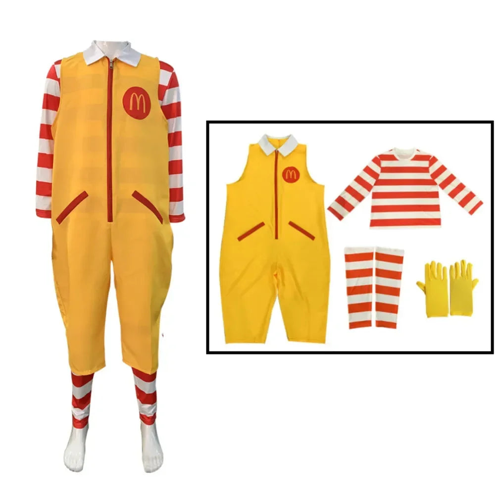 McDonald Cosplay Costume Ronald Masquerade Party Sutra Clown Character Adult Halloween Party Funny Costume Stage Clothes Wig