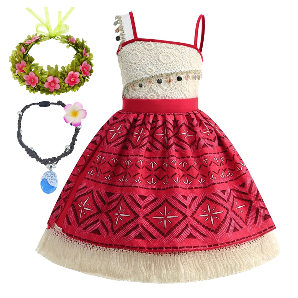 Moana Ocean Adventure Girls Costume New Movie Moana 2 Dress Vaiana Princess Kid Costume Halloween Disguise Carnival Party Dress
