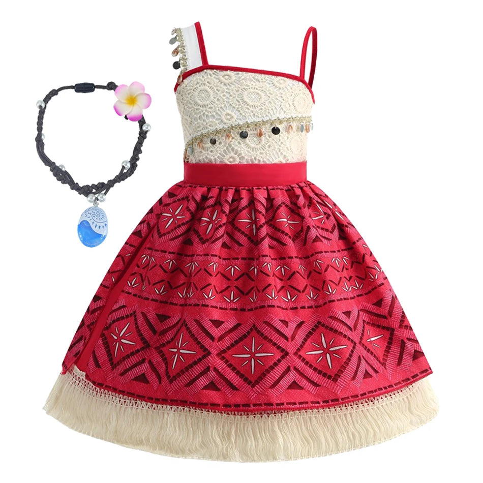 Moana Ocean Adventure Girls Costume New Movie Moana 2 Dress Vaiana Princess Kid Costume Halloween Disguise Carnival Party Dress
