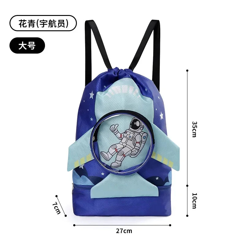 Kids’ Stylish Combo Dry & Wet Backpack – Waterproof Oxford Fabric for School, Swim & Travel