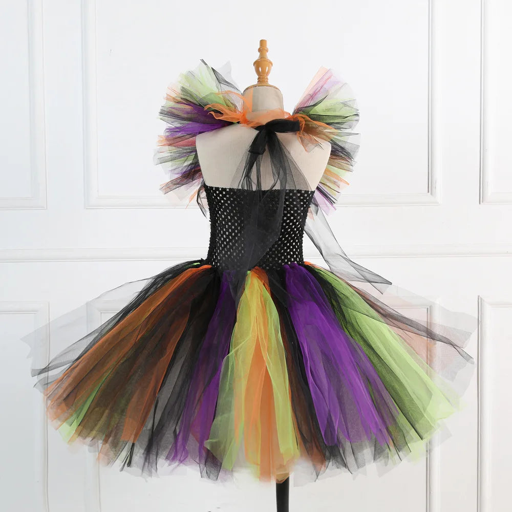 Halloween Costume for Kids Girls Witch Tutu with Hat & Broom