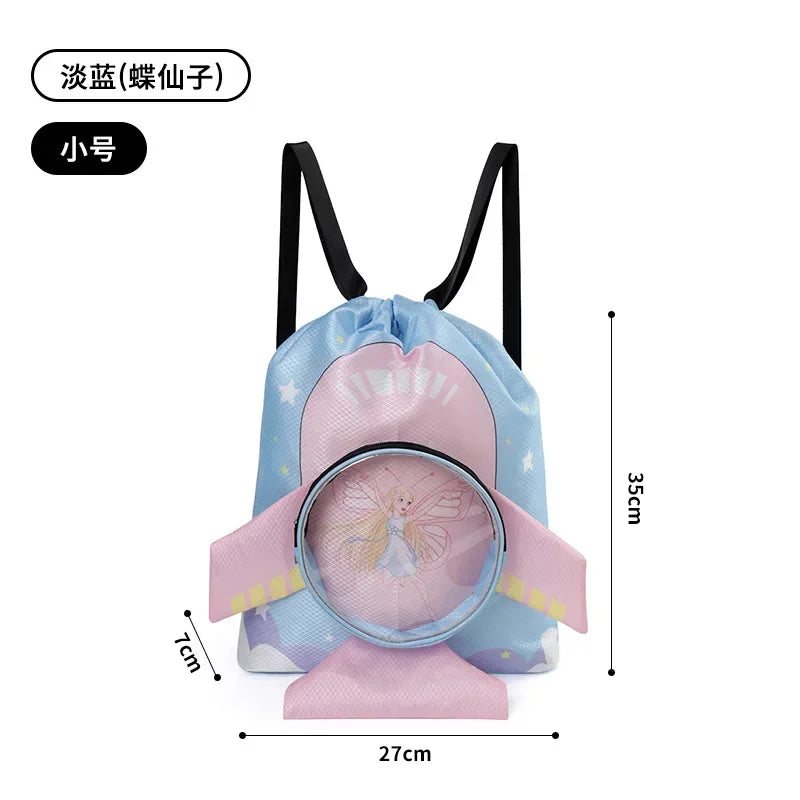Kids’ Stylish Combo Dry & Wet Backpack – Waterproof Oxford Fabric for School, Swim & Travel