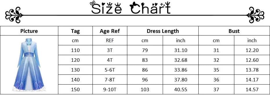 Disney Princess Costume Birthday Party Dress Kids