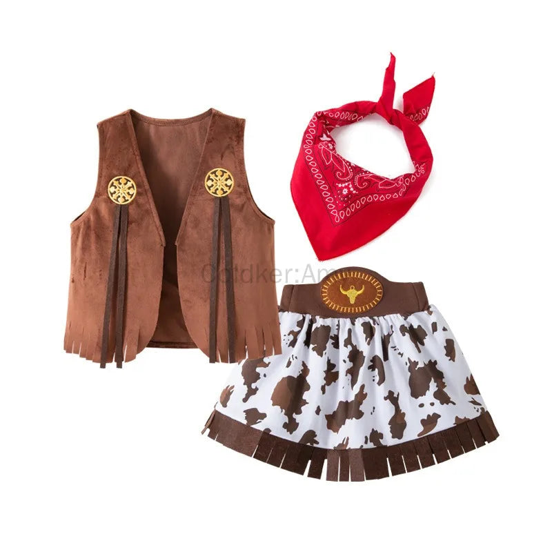 Fantasia Purim Halloween Costumes for Baby Toddler Kids Child Girls Cowgirl Cowboy Costume Party Fancy Dress