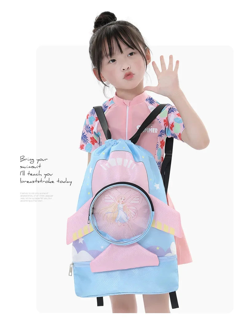 Kids’ Stylish Combo Dry & Wet Backpack – Waterproof Oxford Fabric for School, Swim & Travel
