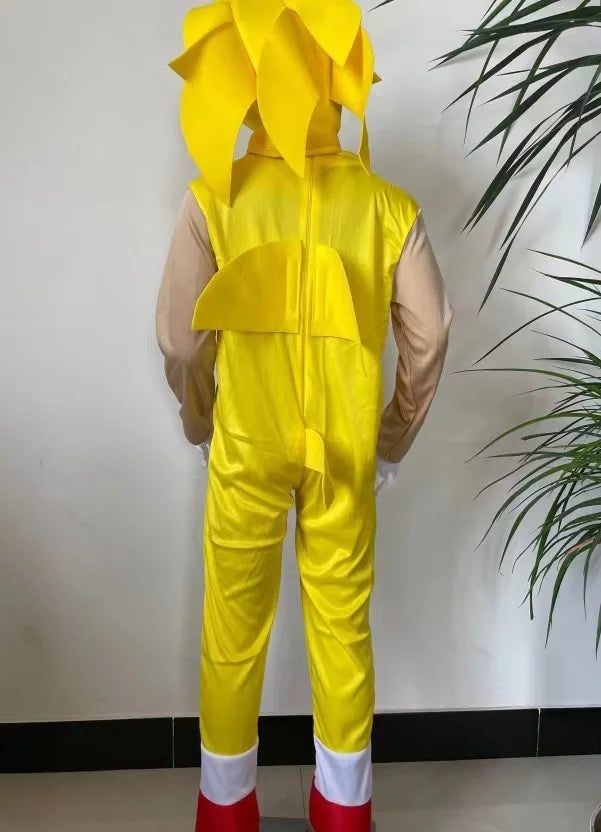 Children's Hedgehog Lightning Mouse Jumpsuit Anime Sonic Boy Cos Game Cosplay Kid Costume