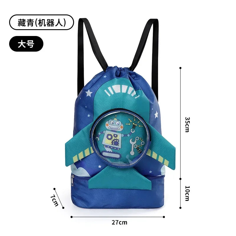 Kids’ Stylish Combo Dry & Wet Backpack – Waterproof Oxford Fabric for School, Swim & Travel
