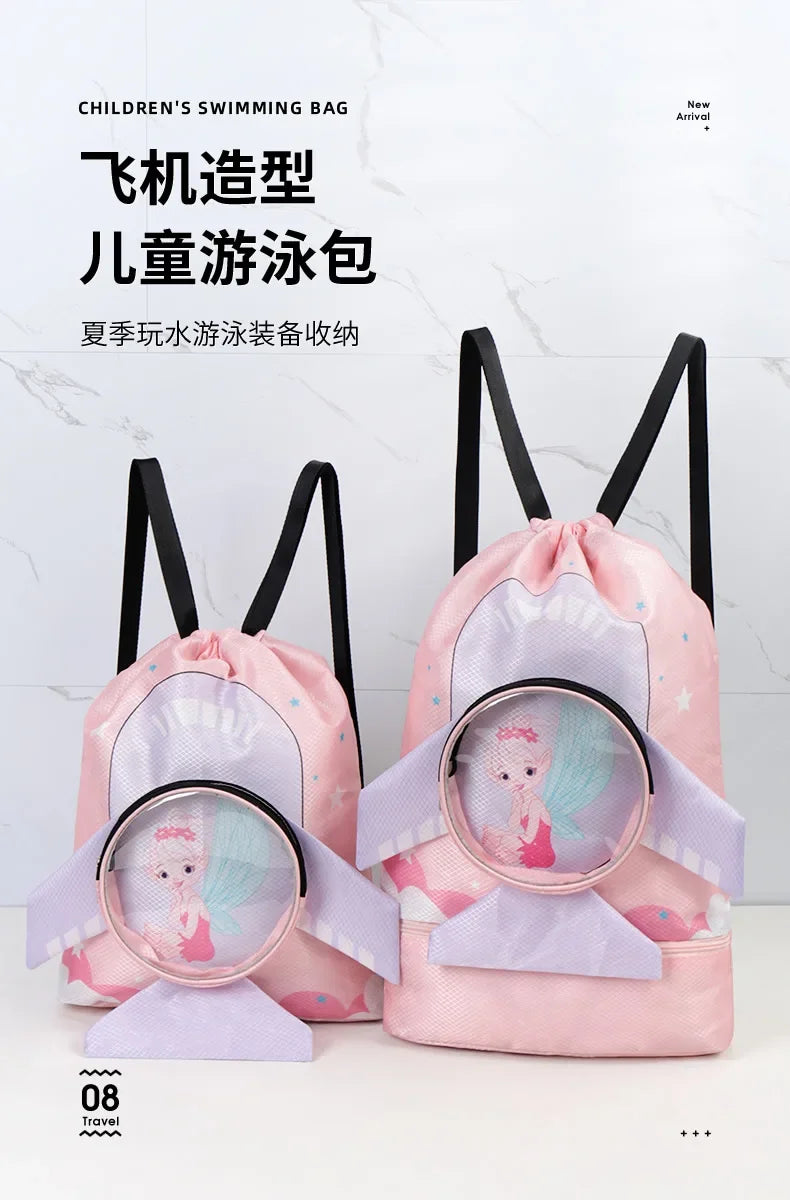Kids’ Stylish Combo Dry & Wet Backpack – Waterproof Oxford Fabric for School, Swim & Travel