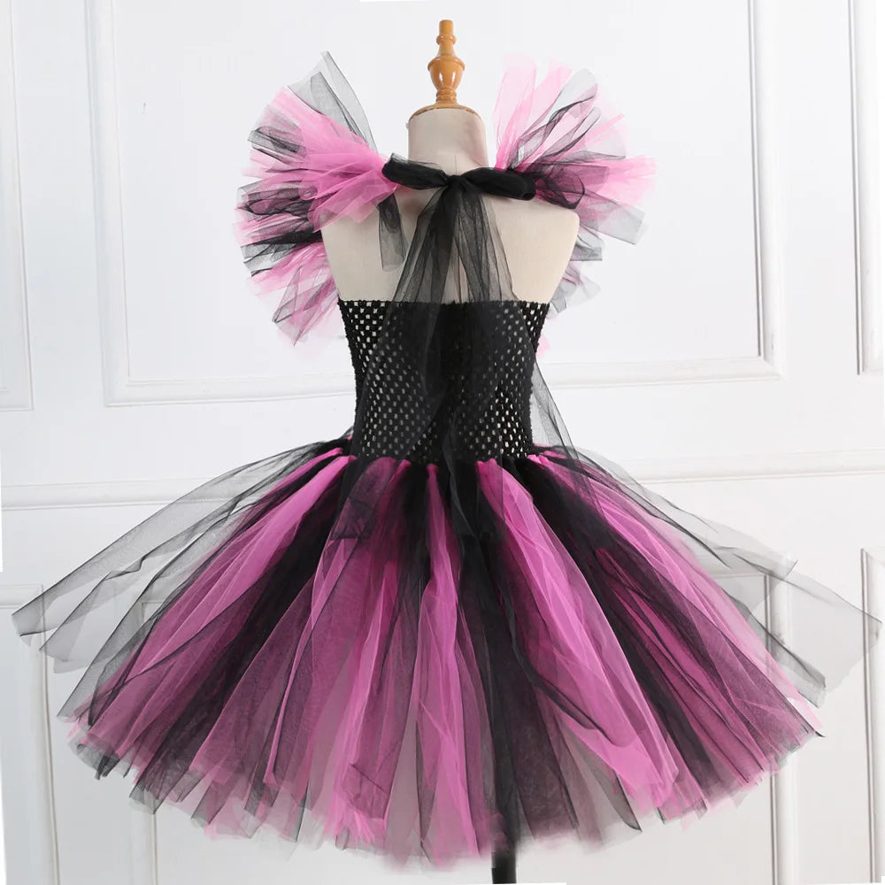 Halloween Costume for Kids Girls Witch Tutu with Hat & Broom