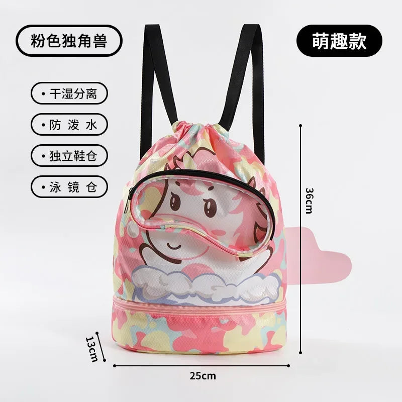 Kids’ Stylish Combo Dry & Wet Backpack – Waterproof Oxford Fabric for School, Swim & Travel