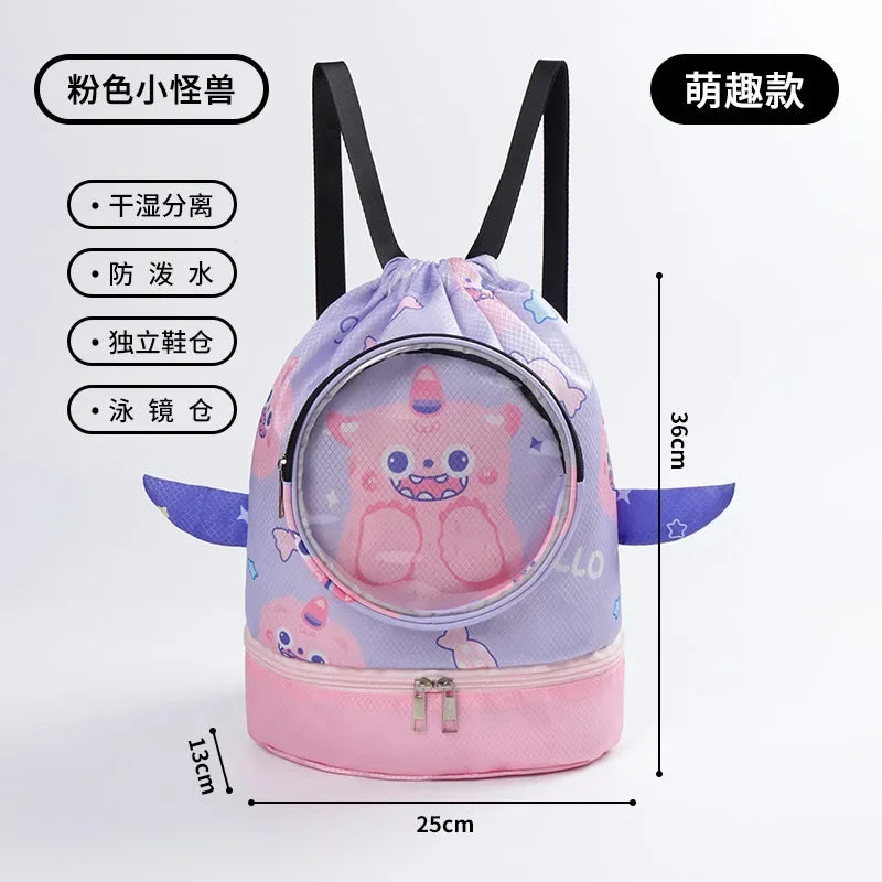 Kids’ Stylish Combo Dry & Wet Backpack – Waterproof Oxford Fabric for School, Swim & Travel